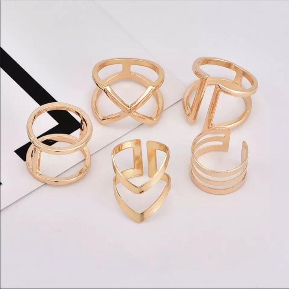 Minimalist Gold Ring Set of 5 - Picture 2 of 4